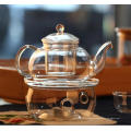 glass teapot set with warmer and cups